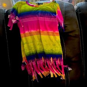 Kids, multicolored, fringe, arm and bottom shirt